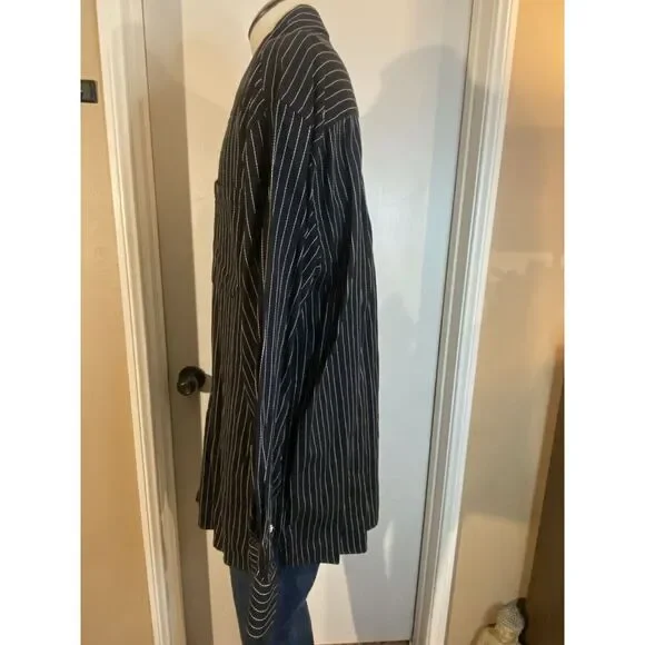 Phat Farm‎ Shirt Men's Large L Black White Pin Striped Button Up Long Sleeve VTG - Picture 3 of 11